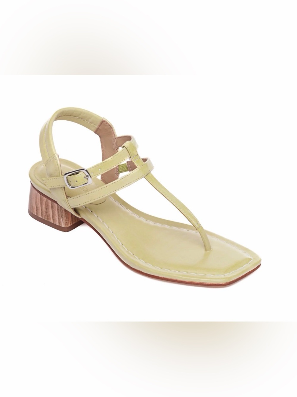 Bernardo Josei Handcrafted Leather Block Heel Sandals Mint/Yellow 7M